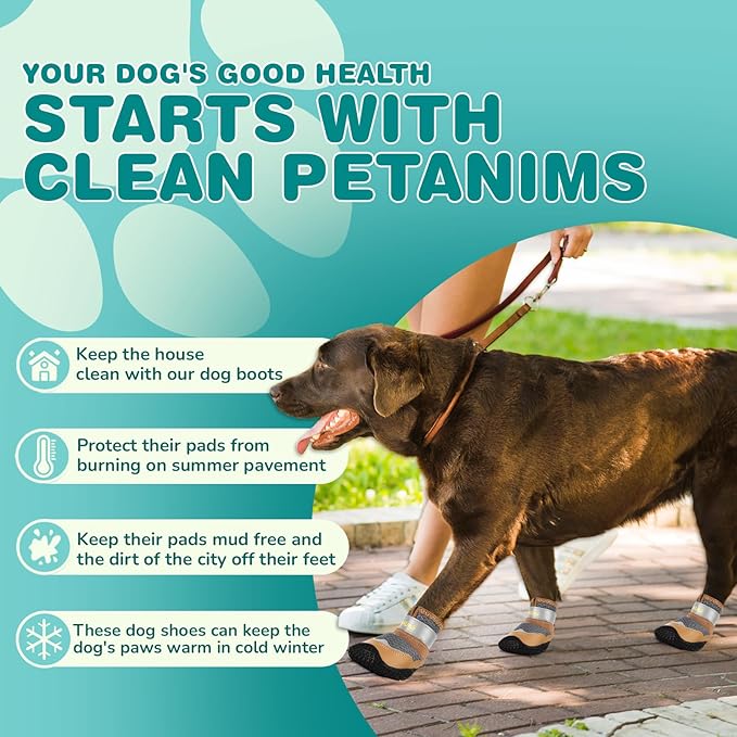Dog Shoes for Large Dogs, Medium Dog Boots & Paw Protectors for Winter Snow, Breathable Dog Booties for Hot Pavement, Hardwood Floors Gray Size 7