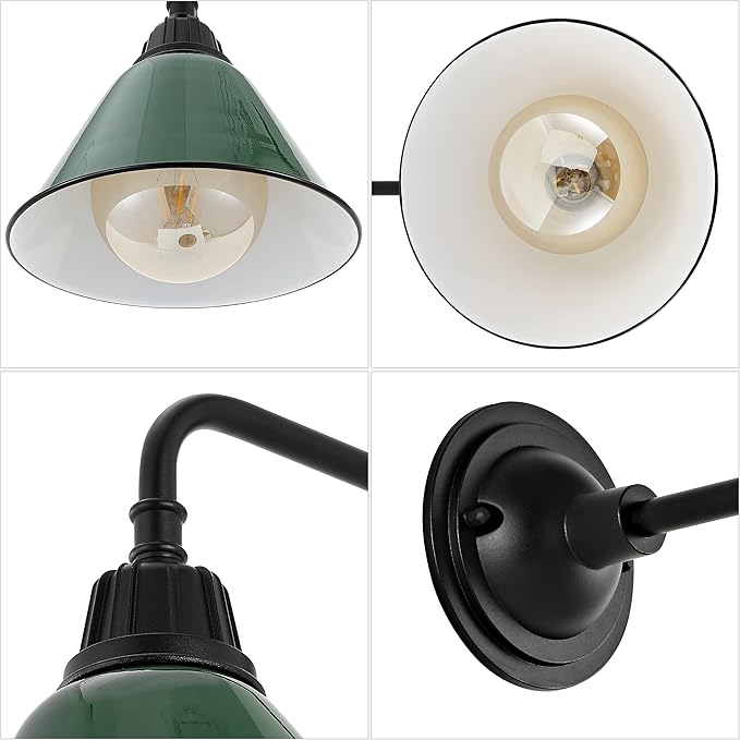 JONATHAN Y JYL7612F Croydon 9.63" 1-Light Farmhouse Industrial Indoor/Outdoor Iron LED Gooseneck Arm Outdoor Sconce Metal Bell Shade Vintage Cottage Rustic Porch Patio Yard Barn, Green