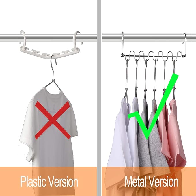 GEFTOL Metal Space Saving Hangers 12 Slots New Version Hanger Magic Cascading Hanger Closet Wardrobe Clothes Organizer(20 Pack)