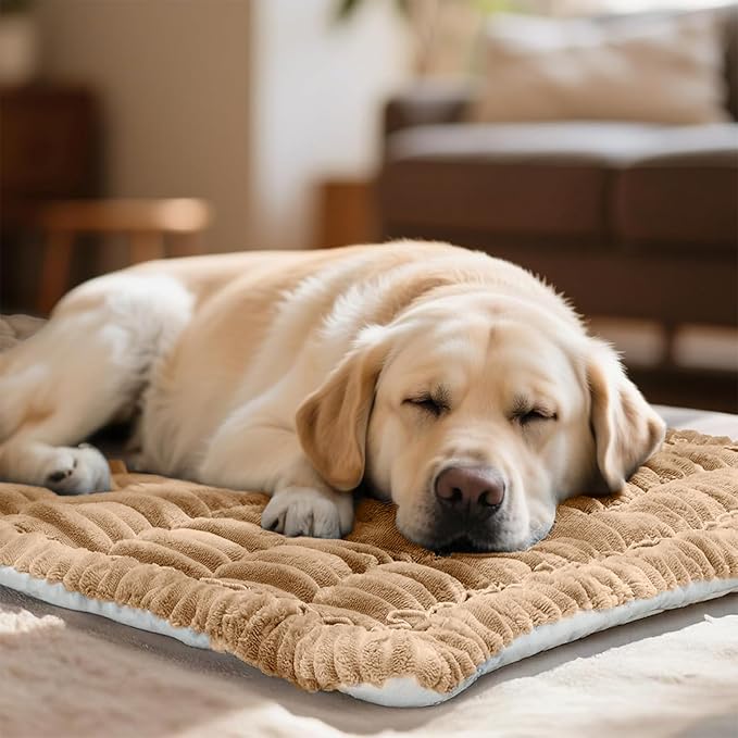 Dog Car Seat Cover for Back Seat, Plaid Backseat Pet Bed Mat, Non-Slip Travel Dog Bed for Backseat Extenders, 24.8" x 54", Coffee