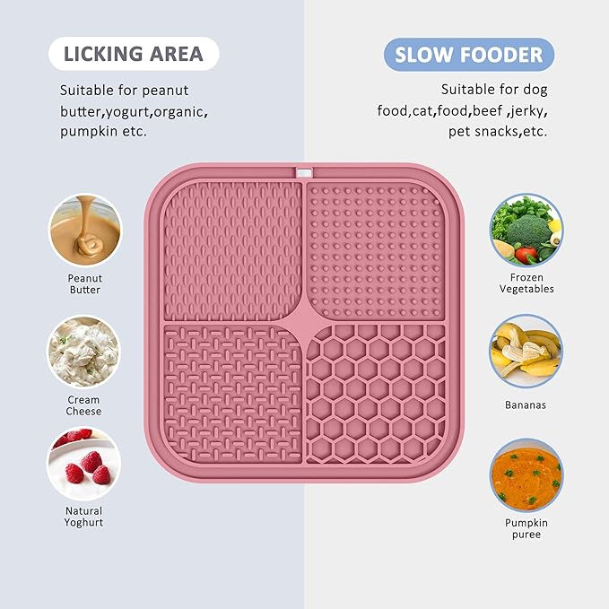 Dog Lick Mat 2 Pack – 8.5" Anxiety Relief & Slow Feeder with Suction Cups for Dogs & Cats