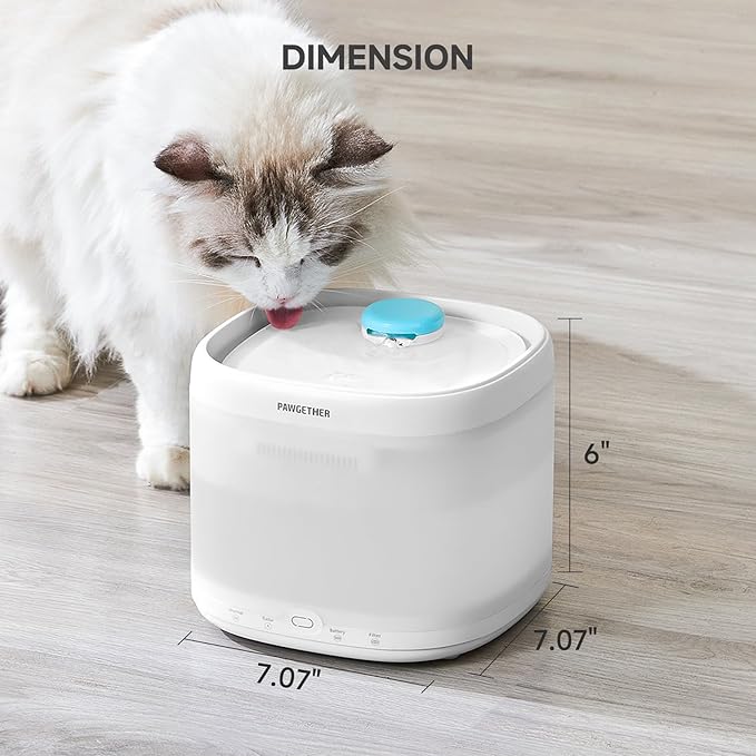 PAWGETHER® Cat Water Fountain with Radar Sensor and Wireless Pump, Ultra Quiet 67oz/2L Automatic Pet Water Fountain for Dogs and Cats with Replacement Filter Dog Water Dispenser