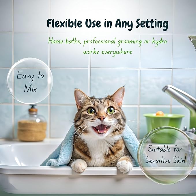 Petway Petcare Cat Shampoo, Natural Dandruff Shampoo, pH Balanced Cat Grooming Supplies with Plant-Derived Surfactant, Free of DEA, Phosphates, Parabens & Enzymes, Removes Dandruff, Oil & Dirt, 5 L