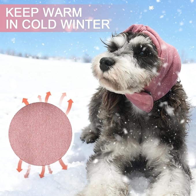 Ear Muffs for Dogs,Warm Winter Head Wrap Calming Hoodie,No Shake Anxiety Relief Pet Covers Ear Noise Protection Vest for Dogs Thunder Fireworks,Vet Visits,Grooming(Reddish Brown,L)