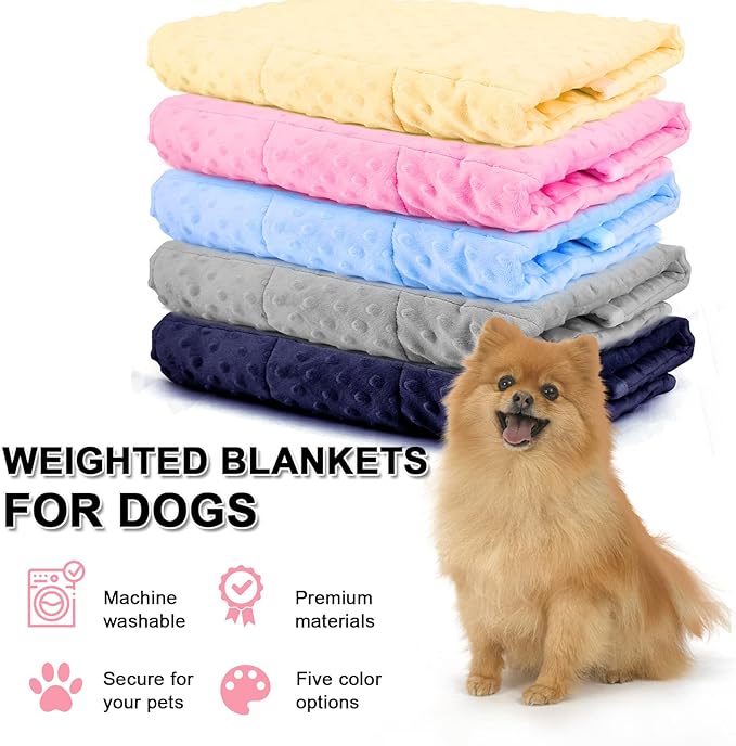 LaSyL Weighted Blanket for Pets | Thunder Blanket for Dogs Anxiety | Premium Soft Minky | Relaxation & Calming & Anti Anxiety | Used in Car, Bed, Couch | Pink, Washable Small (24"x32")