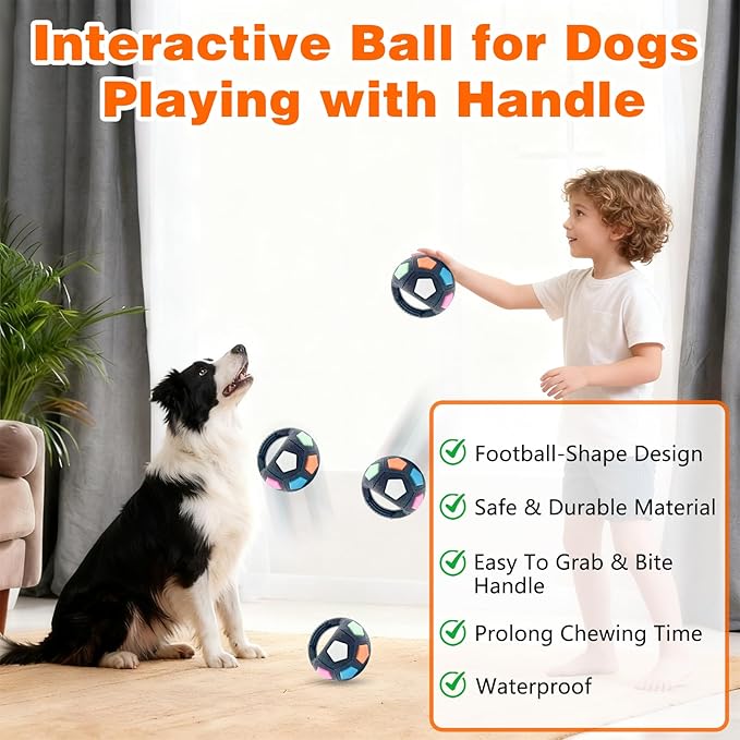 The Mellow Dog Calming Ball with Handle, Mellow Dog Calming Ball,Squeaky Floating Rubber Balls,Interactive Balls for Dogs Playing,Water Play,Training & Outdoor Games (White)