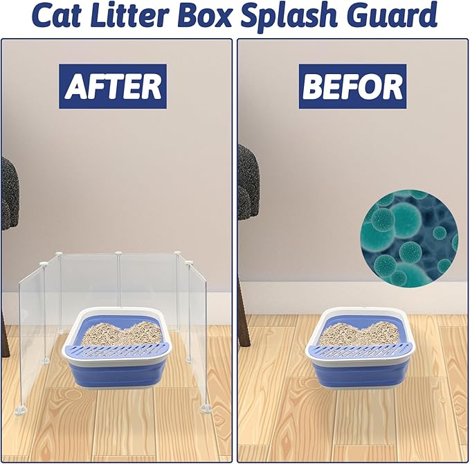 VCEPJH Extra Large Cat Litter Box Enclosure Splash Guard L24xW22.8xH15.7 in DIY Pee Shields for Litter Box Easy to Clean(Cat Litter Pan Not Included)