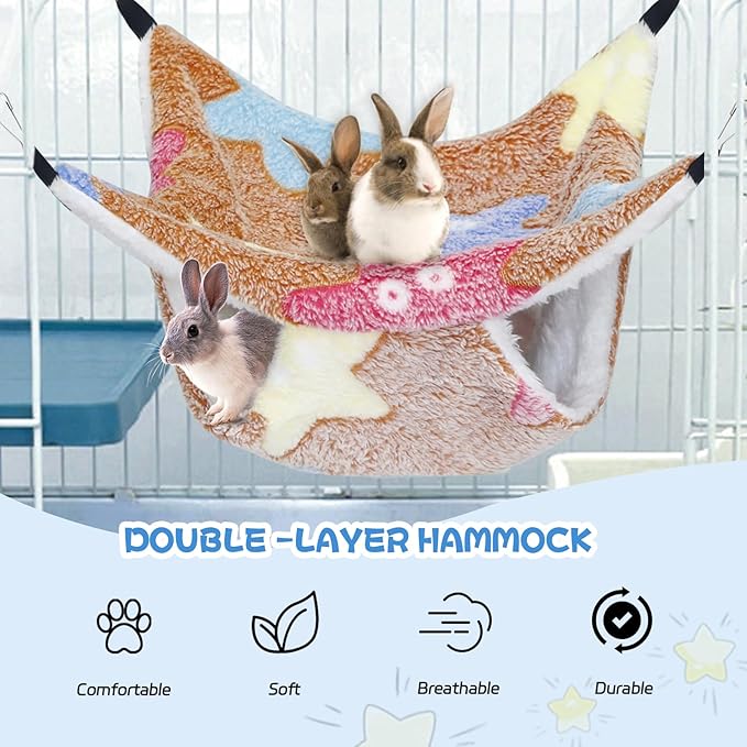 3 Pcs Guinea Pig Hammock, Rat Ferret Hanging Hammock Guinea Pig Accessories for Small Animals Chinchilla Parrot Sugar Glider Ferret Hamster Squirrel (11"×11")