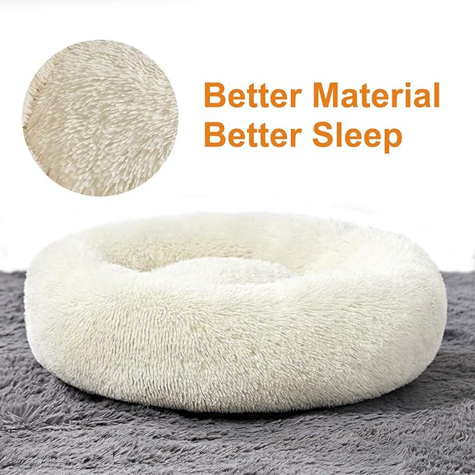 Washable Dog Round Bed - XLarge Donut Dog Bed, Comfy Calming Cuddler