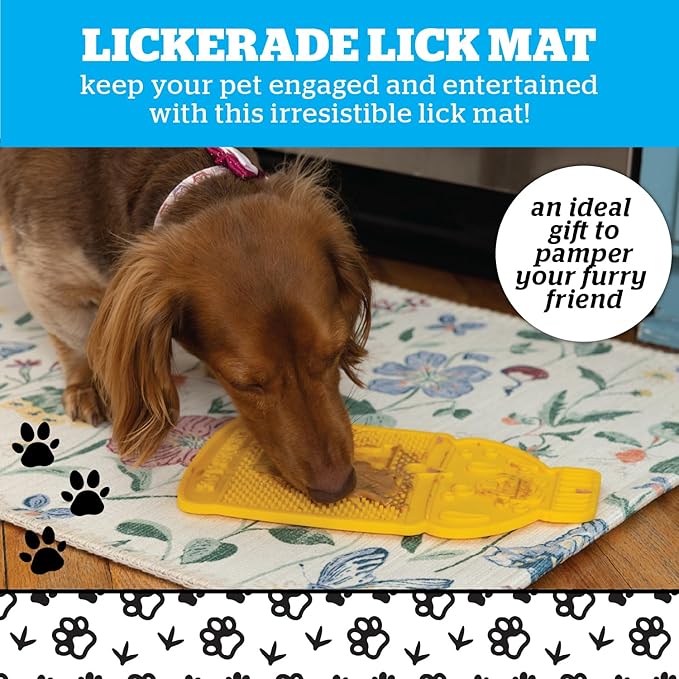 BigMouth Lickerade Silicone Lick Mat for Dogs and Cats, Slow Feeder Enrichment Pad, Dishwasher Safe Anxiety Relief Toy