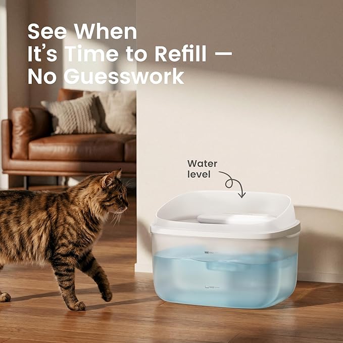 Gardner Pet 1 Gallon Pet Water Fountain, Vortex Dog Water Dispenser, Ultra Quiet Automatic Cat Fountain with Filter, Splash-Proof, Easy to Clean,Without Adapter(UV,White)