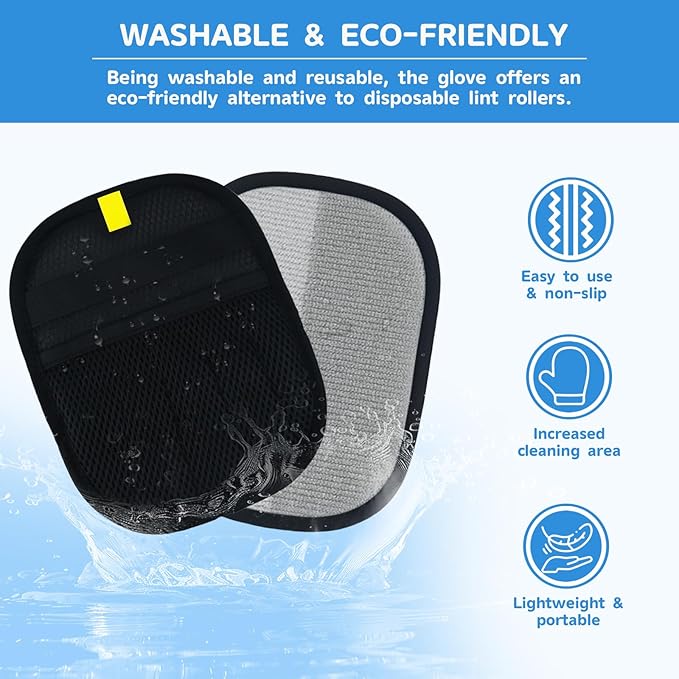 2PCS Pet Hair Removal Gloves&Dog Shampoo Brush, Upgraded Five Finger electrostatic pet Hair Gloves, Reusable Magic Brush pet Hair Removal, Tool Suitable for cat and Dog Bath Hair Removal
