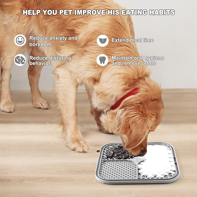 Lesipee Licking Mat for Dogs & Cats 2 Pack, Slow Feeder Lick Pat, Dishwasher Safe, Anxiety Relief Dog Toys Feeding Mat for Butter Yogurt Peanut, Pets Supplies Bathing Grooming Training Calming Mat