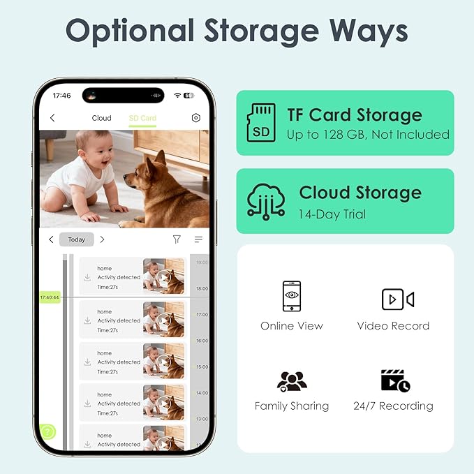 YOTON Indoor Security Camera 2.4GHz 2pcs, Baby Monitor, Pet Camera, Dog Cam, Night Vision, 2-Way Audio, Motion Detection, Works w/Alexa, Subscription Free Local Storage or Optional Cloud