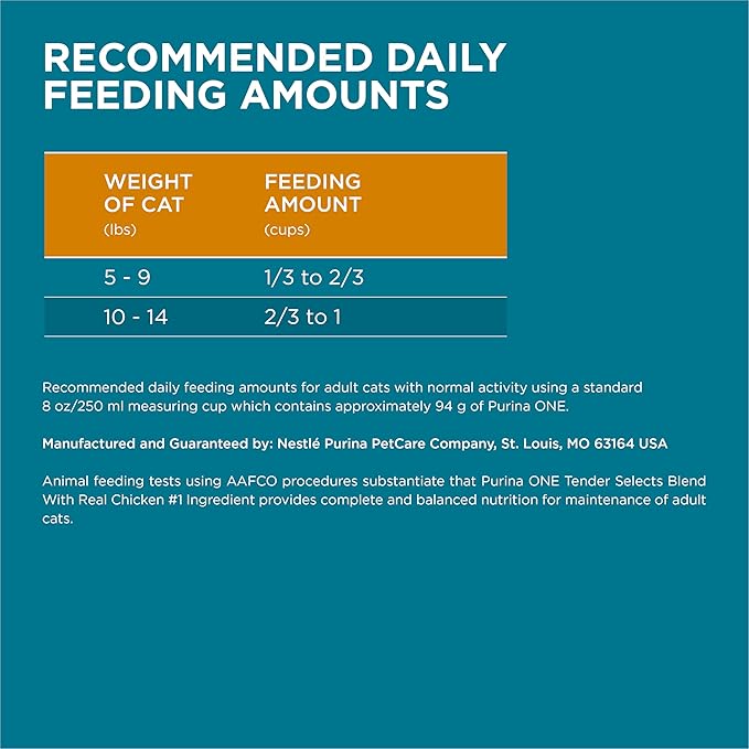 Purina ONE Natural Dry Cat Food, Tender Selects Blend With Real Chicken - (Pack of 4) 3.5 lb. Bags