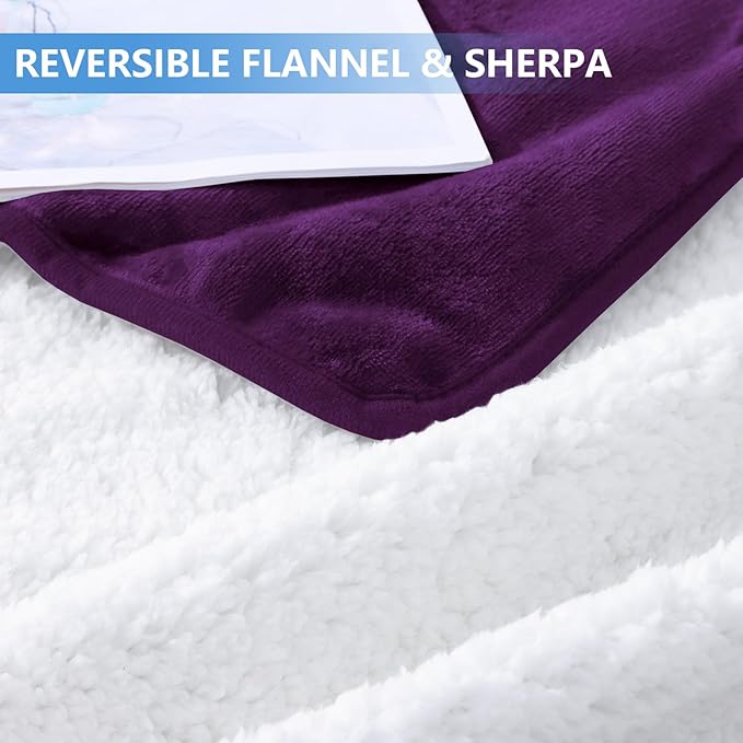 Smiry Waterproof Dog Bed Blanket, Leakproof Pet Throw Blanket for Bed Couch Sofa, Reversible Sherpa Fleece Furniture Protector Cover for Small Medium Large Dogs Cats (Purple, 50x60 inches)