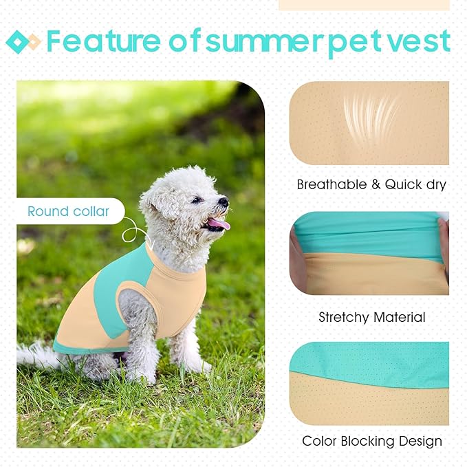 BRKURLEG Summer Dog Cooling Vest Quick Dry Breathable Dogs Cooling Shirts UPF 50+ Sun Protection Dog Shirt Lightweight Pet Shirts for Outdoor Adventures, Walking, Beach, GreenYellow, XS