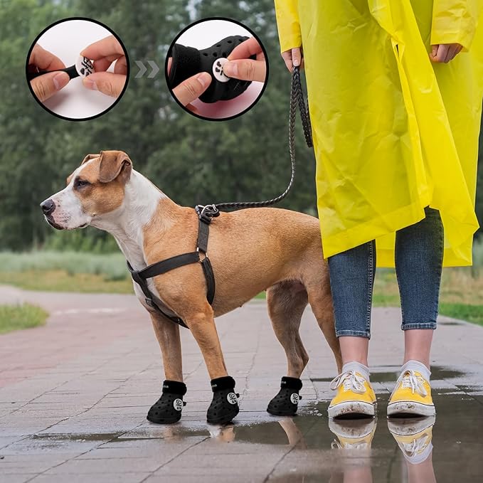 Dog Shoes Breathable Dog Shoe for Hot Pavement, Dog Booties and Paw Protectors, Non-Slip Waterproof Dog Sandals Boots (Black, L: (3.1’’x2.5'')(L*W))