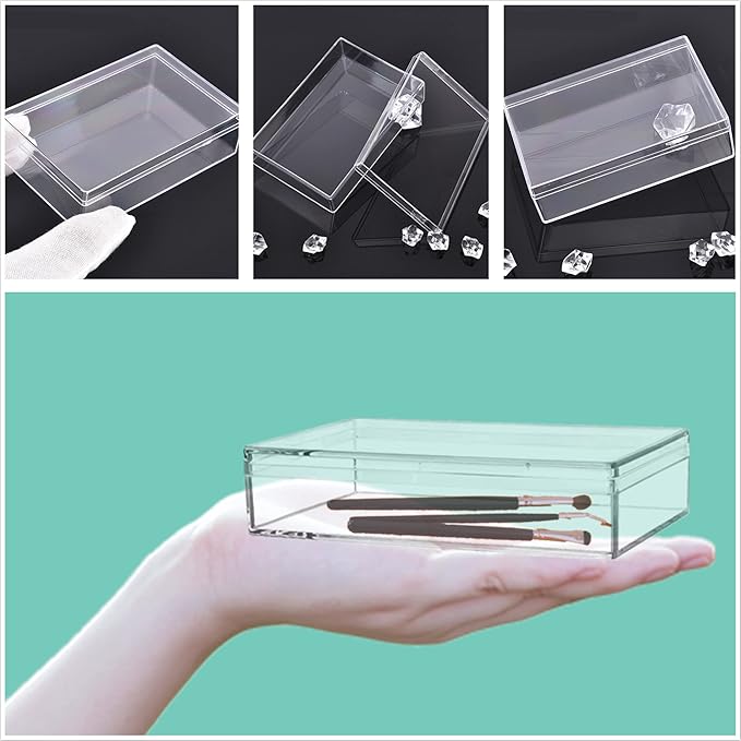 Acrylic Box for Candy 2 Packs Clear Acrylic Display Boxes Rectangle Candy Box with Lid 2 Pieces Plastic Jewelry Storage Box for Birthday Valentine's Day Party Favor Candy Pill and Tiny Jewelry