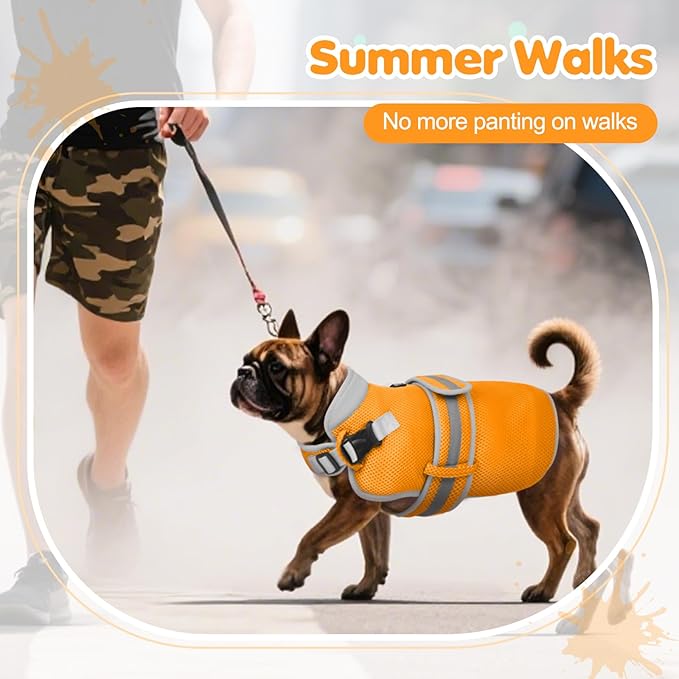 Cooling Vest for Small Dog,Lightweight Cooling Dog Jacket,Breathable Mesh Dogs Shirt Harness Vest with Adjustable Straps Reflective Stripe for Hot Weather with D-ring for Beach,Hiking,Walking,S