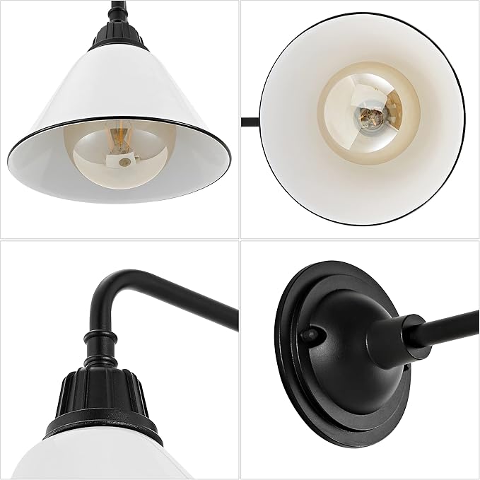 JONATHAN Y JYL7612A Croydon 9.63" 1-Light Farmhouse Industrial Indoor/Outdoor Iron LED Gooseneck Arm Outdoor Sconce Metal Bell Shade Vintage Cottage Rustic Porch Patio Yard Barn, White