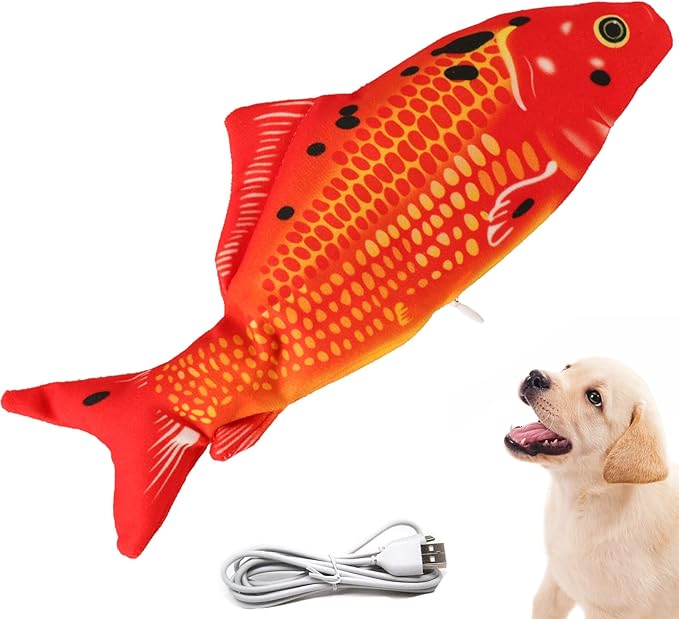 Realistic Flopping Fish Dog Chew Toy - Electric Moving Interactive Pet Toy for Small Medium Dogs, Chew Rocking Toy for Indoor Outdoor Exercise