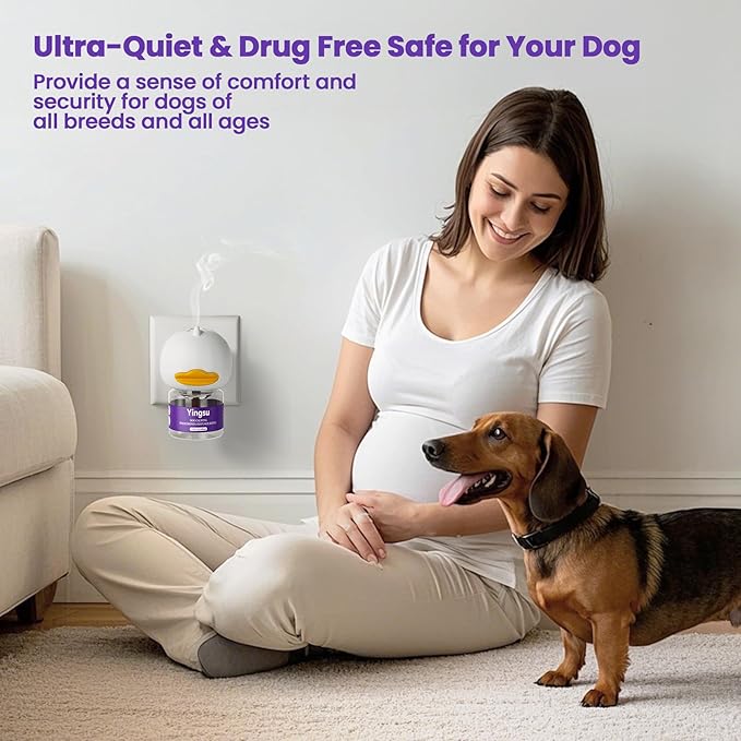 Dog Calming Diffuser, 4 in 1 Puppy Pheromones Calming Diffuser, Relaxing Pheromone for Dogs Relief Stress Anxiety Reduce Aggression Barking, Help Train Dog to Pee, 1 Diffuser 3 Refill(48ml)