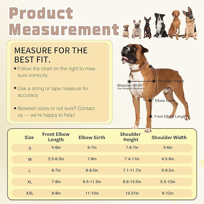 Dog Elbow Protector for Pets Elbow Dysplasia, Shoulder Dislocation - Offers Elbow Support, Helps Wound Healing, Reflective Pet Recovery Suit, Prevents Licking and Biting, S