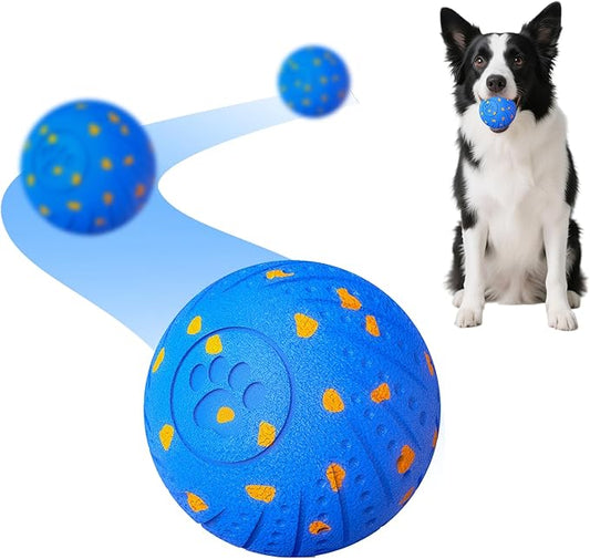 2-in-1 Interactive Dog Ball Toy for Aggressive Chewers, Automatic Moving & Bouncing E-TPU Dog Ball, Smart Pet Toy with Motion Sensor, USB-C Rechargeable Enrichment Toy for Dogs (Blue)