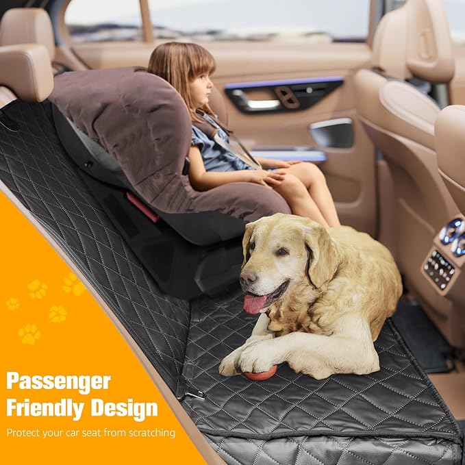 PETICON Waterproof Scratchproof Pet Bench Seat Covers for Cars, Trucks, SUVs, Nonslip Durable Back Seat Cover for Dogs, Washable Backseat Protection