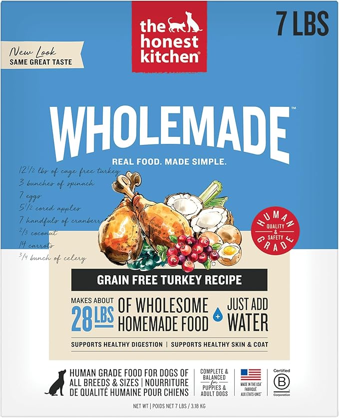 The Honest Kitchen Wholemade™ Dehydrated Grain Free Turkey Dog Food, 7 lb Box