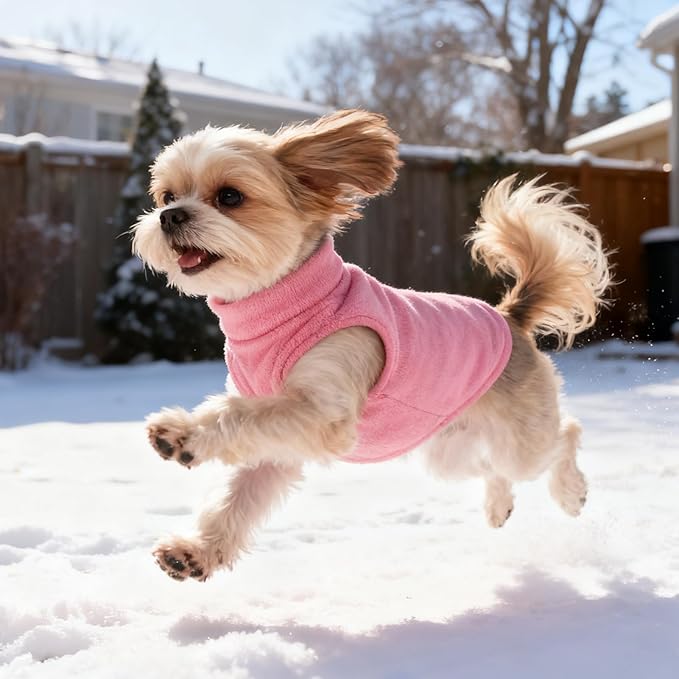 PUPTECK 3 Pack Fleece Dog Sweaters Winter Coat for Small Dogs, Pullover Jacket Pet Cat Fall Clothes Puppy Sweatshirt Soft Warm Vest for XS S Medium Dogs, Fuchsia&Pink&Purple, M