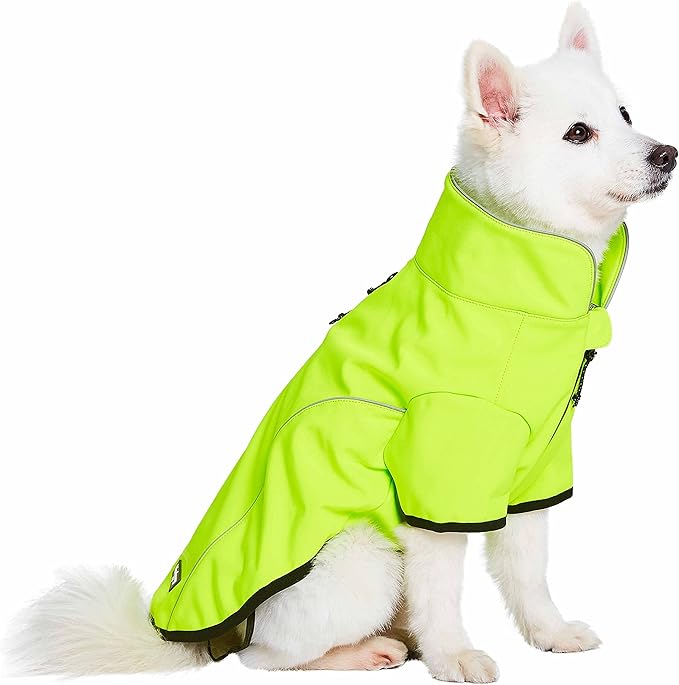 Blueberry Pet Windproof Waterproof Reflective Softshell Dog Jacket, Neon Yellow, Size 10