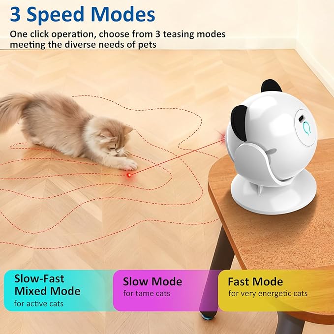 Laser Cat Toys for Indoor Cats, Automatic Cat Laser Toy with Random Trajectory, Suction Cup Design, Run Quiet, USB Rechargeable