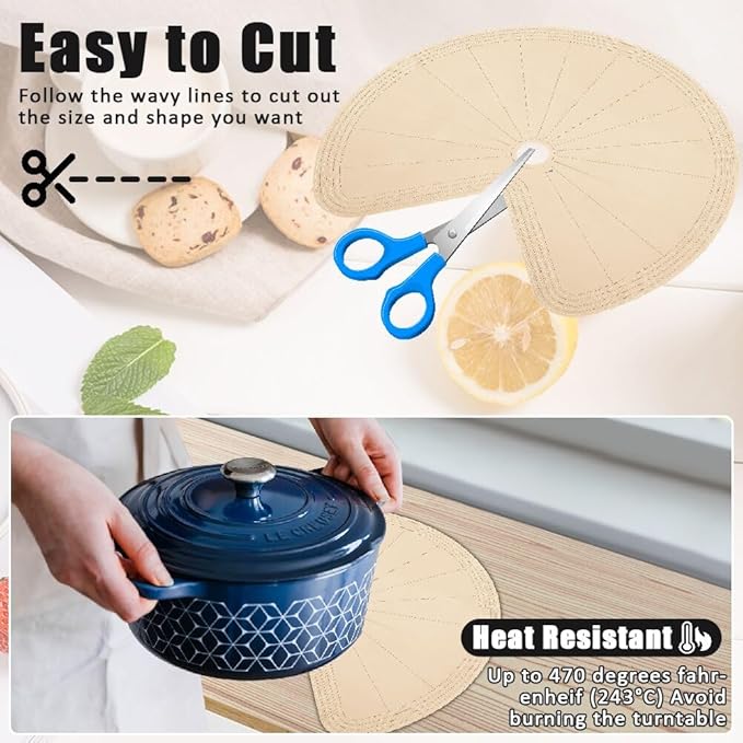 2 PCS 28" Lazy Susan Shelf Liner, Jaxbo Silicone Lazy Susan Liner for Dual Tier Pie Cut Organizer,Non-Slip Thermal Protection Mat
