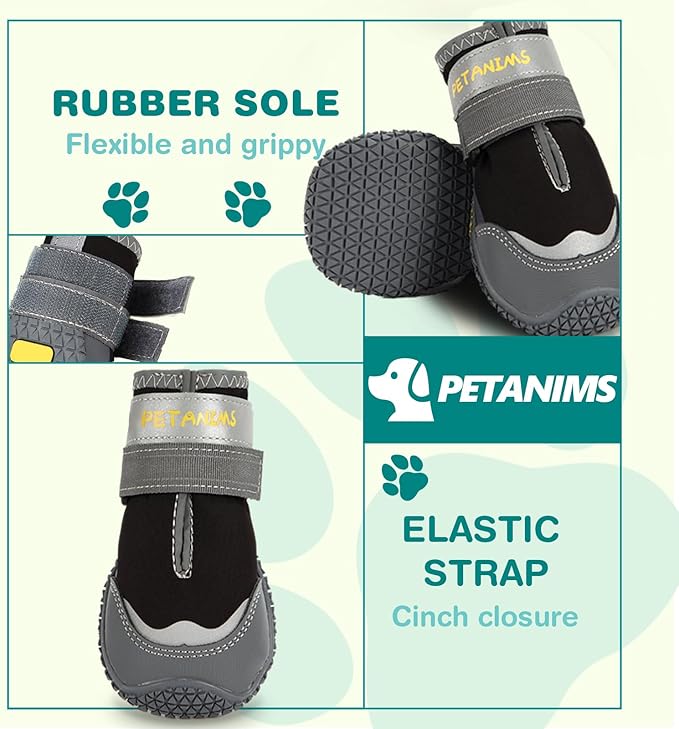 Dog Shoes for Small Dogs, Medium Dog Boots & Paw Protectors for Winter Snow, Waterproof Dog Booties for Hot Pavement, Hardwood Floors, for Rainy Black Size 1