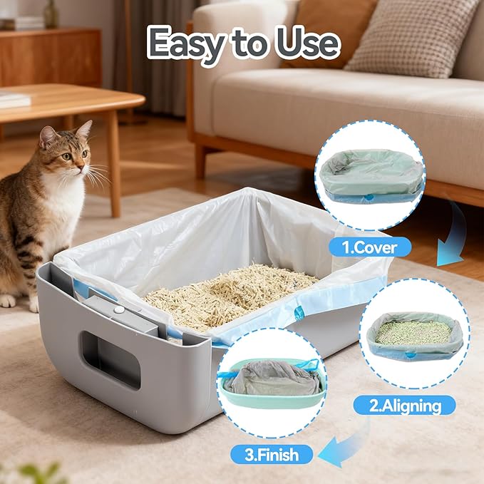 160 Count Cat Litter Box Bags Compatible with Neakasa and PetPivot Self Cleaning Litter Box, Extra Thick Heavy Duty Waste Bags with Drawstrings, 27" x 13"
