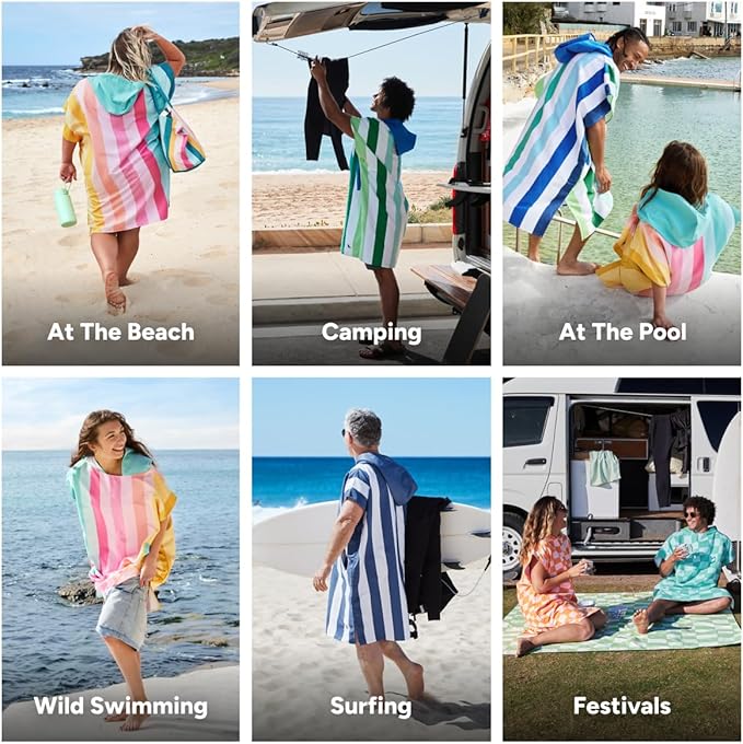 Dock & Bay Adult Poncho - Hooded Towel with Deep Pockets, Changing Robe - Quick Dry - Compact, Lightweight - Includes Bag