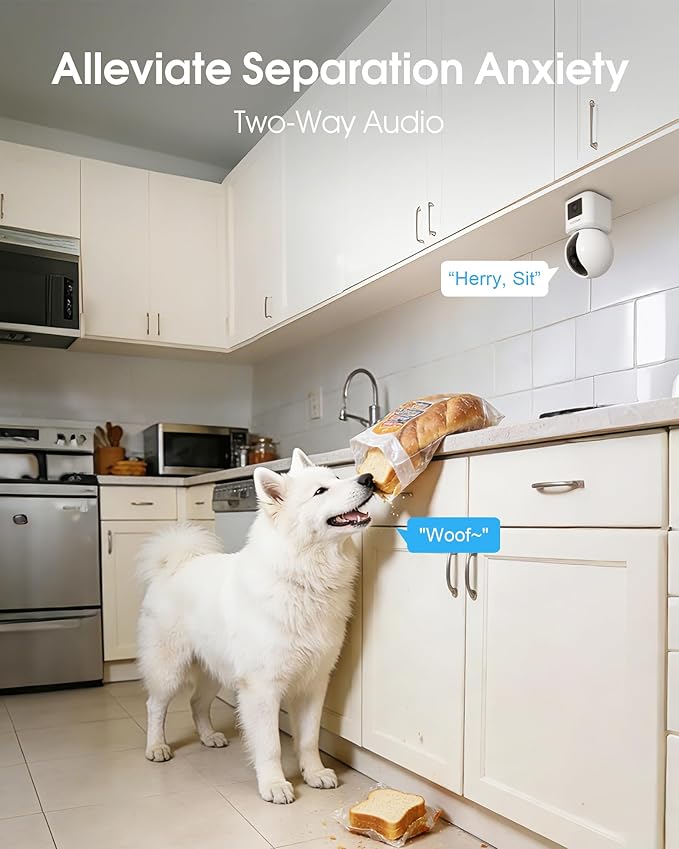 Dual Lens Indoor Security Camera, 2.5K WiFi 6 Pet Camera with Phone App, 360° Dog Camera for Home Security, 5GHz Wireless, 2-Way Audio, Motion Tracking, Night Vision, Baby Monitor