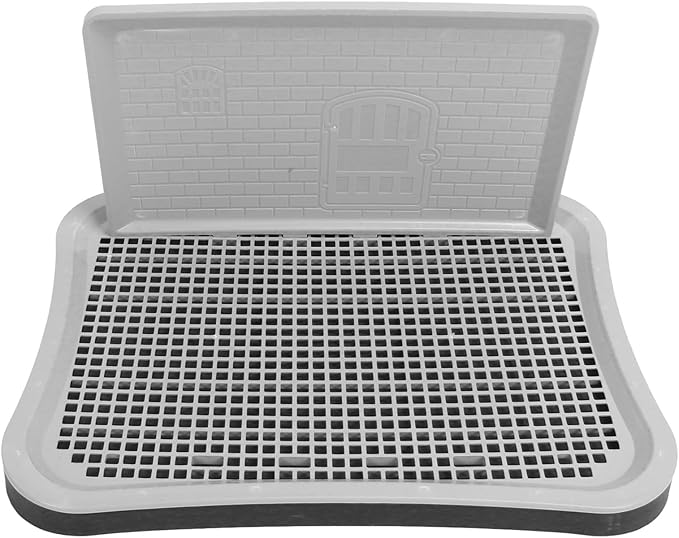 Asixxsix Dog Potty Training, 51x38x6cm Chew Resistant Mesh Pee Pad Holder, Indoor Outdoor Puppy Toilet Tray with Wall Mount System for Dogs and Puppies (Black)