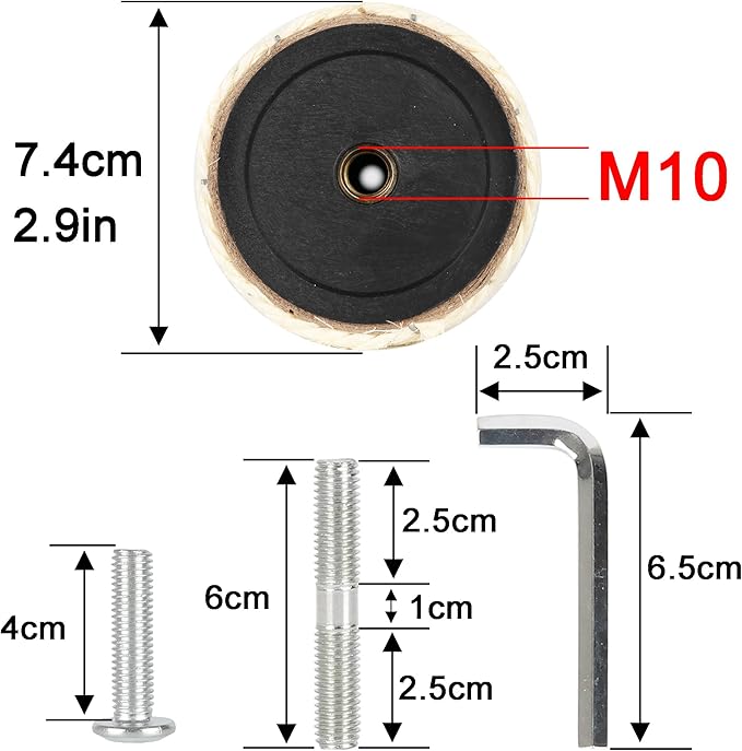 4 Pcs 2.9in 7.4cm Diameter Cat Scratching Post Replacement Pole Parts for Cat Tree (M10, 15.7in/40cm)