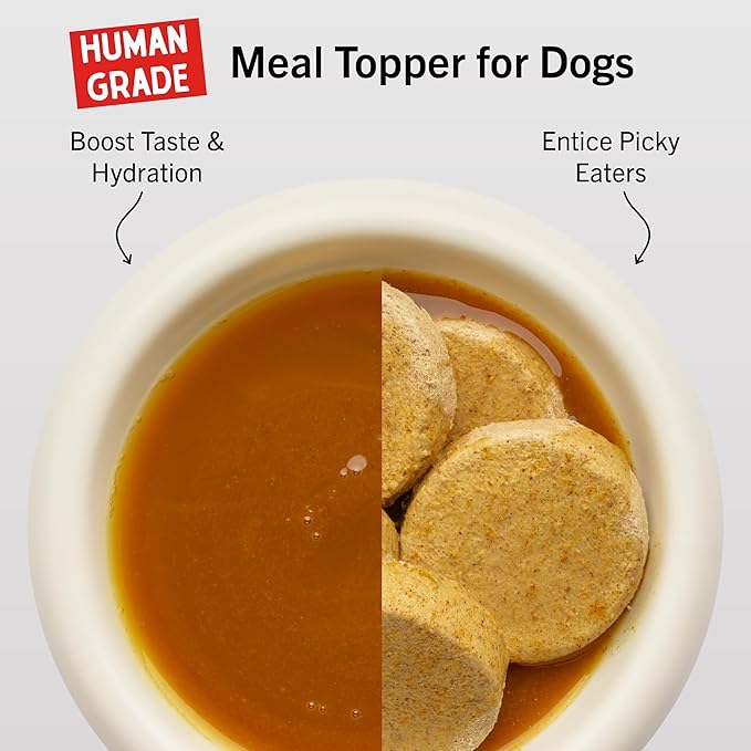 Stella & Chewy's Human-Grade Grass-Fed Beef Bone Broth for Dogs - Joint & Gut Health Liquid Food Topper with Collagen & Turmeric, 16 Fl Oz Resealable Pouch