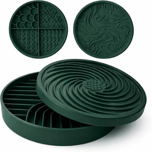 The Daily Bond 4-in-1 Dog Feeder – Slow Feeder Base with 3 Interchangeable Lick Mat Lids for Everyday Enrichment & Engagement– BPA-Free, Dishwasher-Safe Design