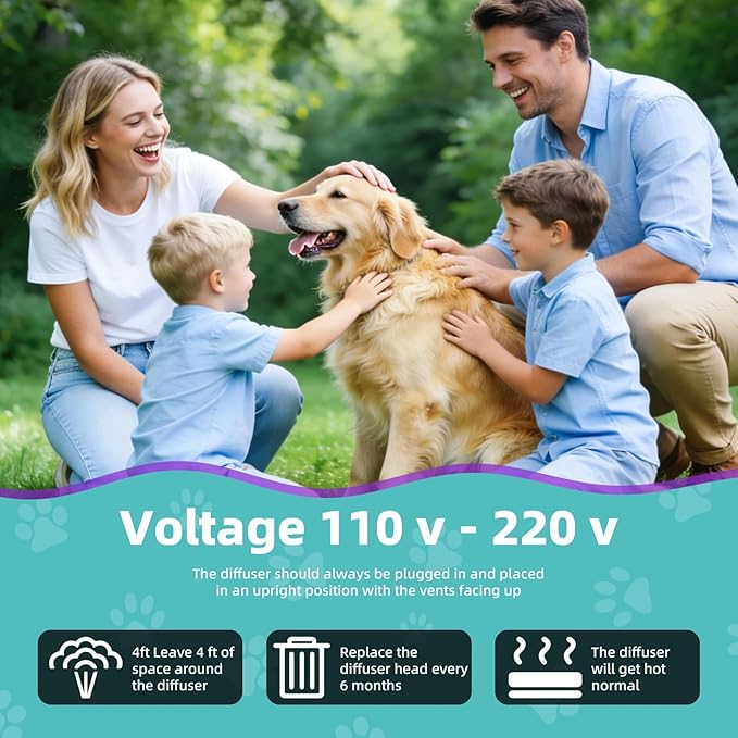 Dog Calming Pheromones Diffuser, 6 in 1 Kit Appeasing Pheromone Diffuser to Calm Dogs, with 2 Plug in Diffuser+4 Refill 48ml, Reduce Aggression Fighting Scratching Barking Stress, 120 Days Supply