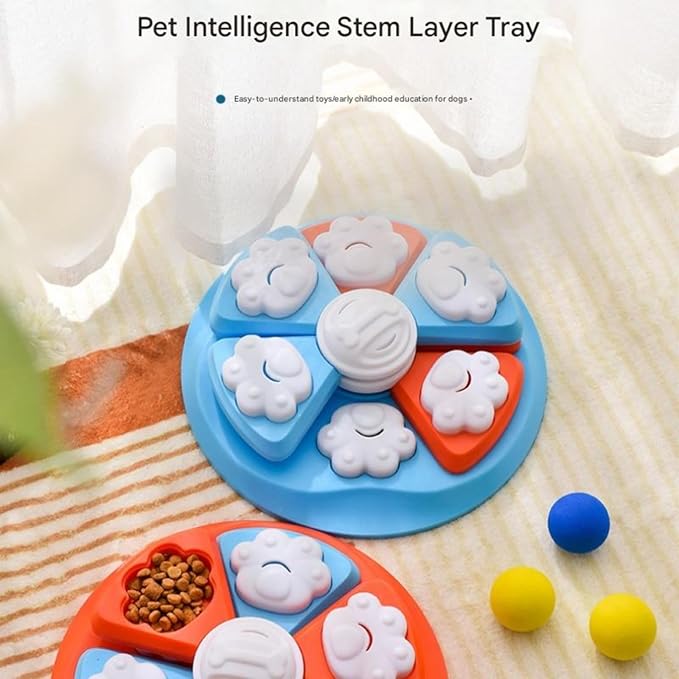 Pet Puzzle Thousand Layer Feeding Tray｜Multi-Grid Slow-Feeding Design·Silicone Non-Slip Base·PP Safety Material｜Energy Consumption at Home·Intelligence Training for Cats and Dogs (red)