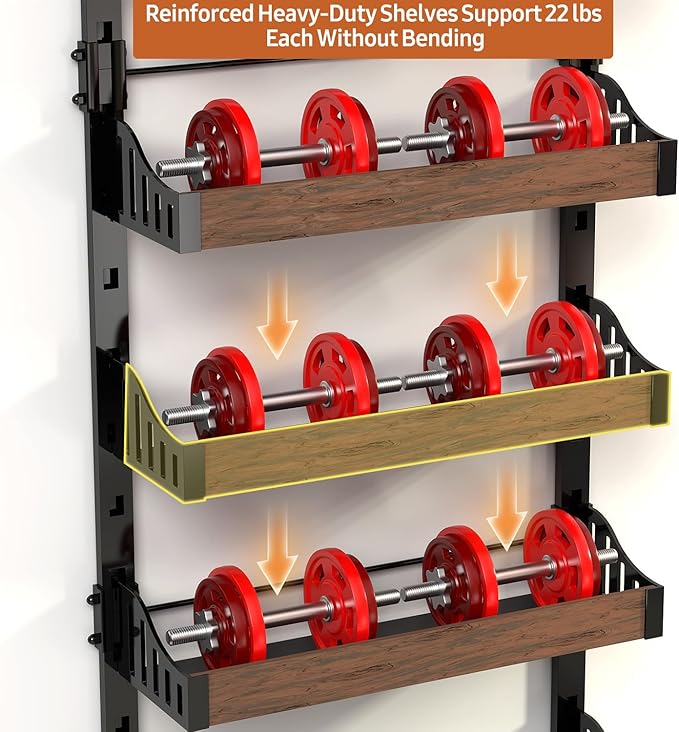 Over the Door Pantry Organizer: Storage and Pantry Organization with Hanging Basket - 6-Tier Metal Spice Rack Adjustable Shelves for Kitchen Laundry Room Bedroom & Bathroom Black