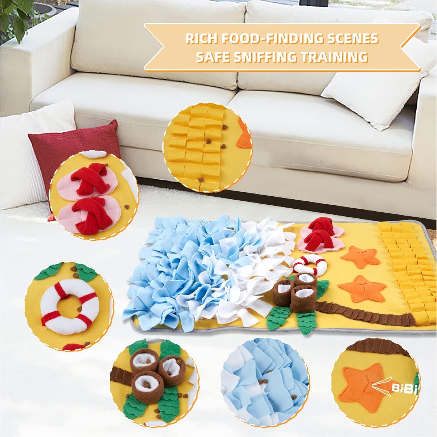 Dog Snuffle Mat — Ocean Beach Foraging Design, 30×18”, All Breeds
