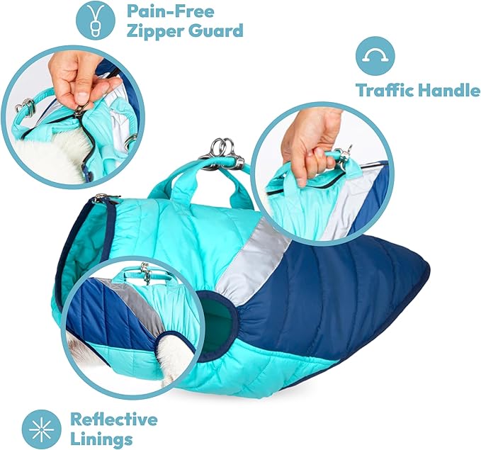 Gooby Mountaineer Dog Jacket - Mint, X-Small - Warm Zip Up Coat with Lift Handle and Dual O Ring Leash Water Resistant for Small to Medium Dogs