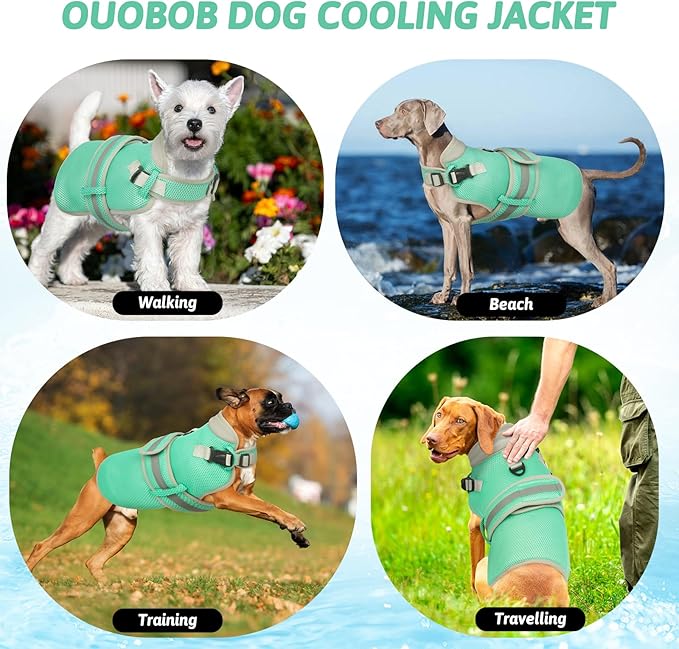 Dog Cooling Vest for Large Dogs,Lightweight Cooling Dog Jacket,Breathable Mesh Dogs Shirt Harness Vest with Adjustable Straps Reflective Stripe for Hot Weather with D-Ring for Beach,Hiking,XL