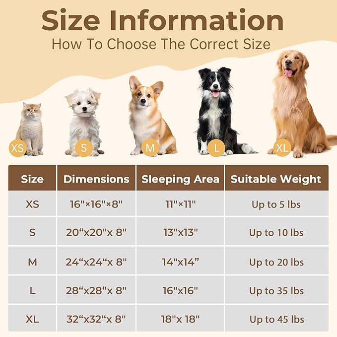 Calming Anti-Anxiety Donuts Dog And Cat Bed, Round Fluffy Soft Washable Small Medium Pet Bed For Puppy & Kitten, Cuddler Warming Comfortable Cushion, Luxury Anti-Slip Waterproof Mute Base 20in (Camel)